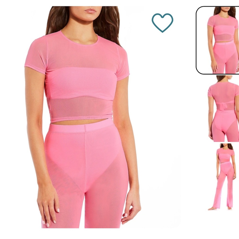 Pink Mesh Swimsuit Cover Up